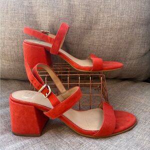 Gianni Bini Classic Red Suede Block Heel Sandals - Women Size 7